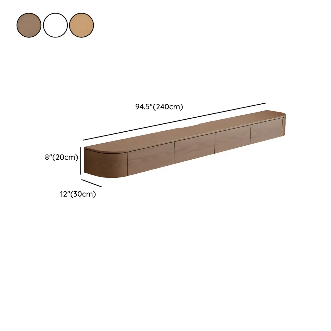 Scandinavian Wood Wall-mount TV Stand with Lift Drawers