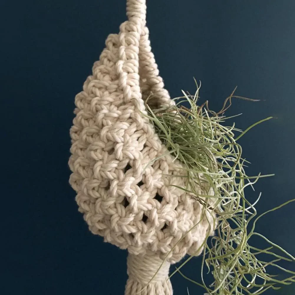 HULIANFU Northern Europe Hanging Basket Pineapple Shape Landscaping Cotton Macrame Flower Planter for Living Room Balcony Decorations - Deanwangkt