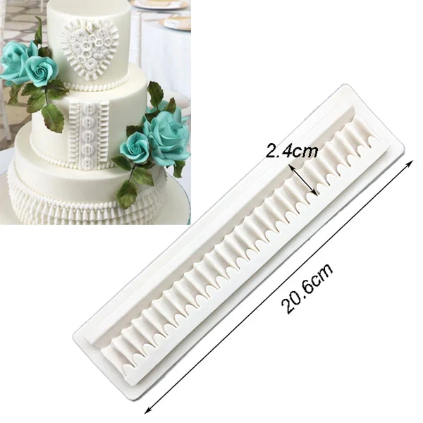 HULIANFU Pearl Rope Wave Flower Gemstone Shape Cake Side Lace Silicone Sugarcraft Mold Fondant Cake Decorating Tools - Deanwangkt