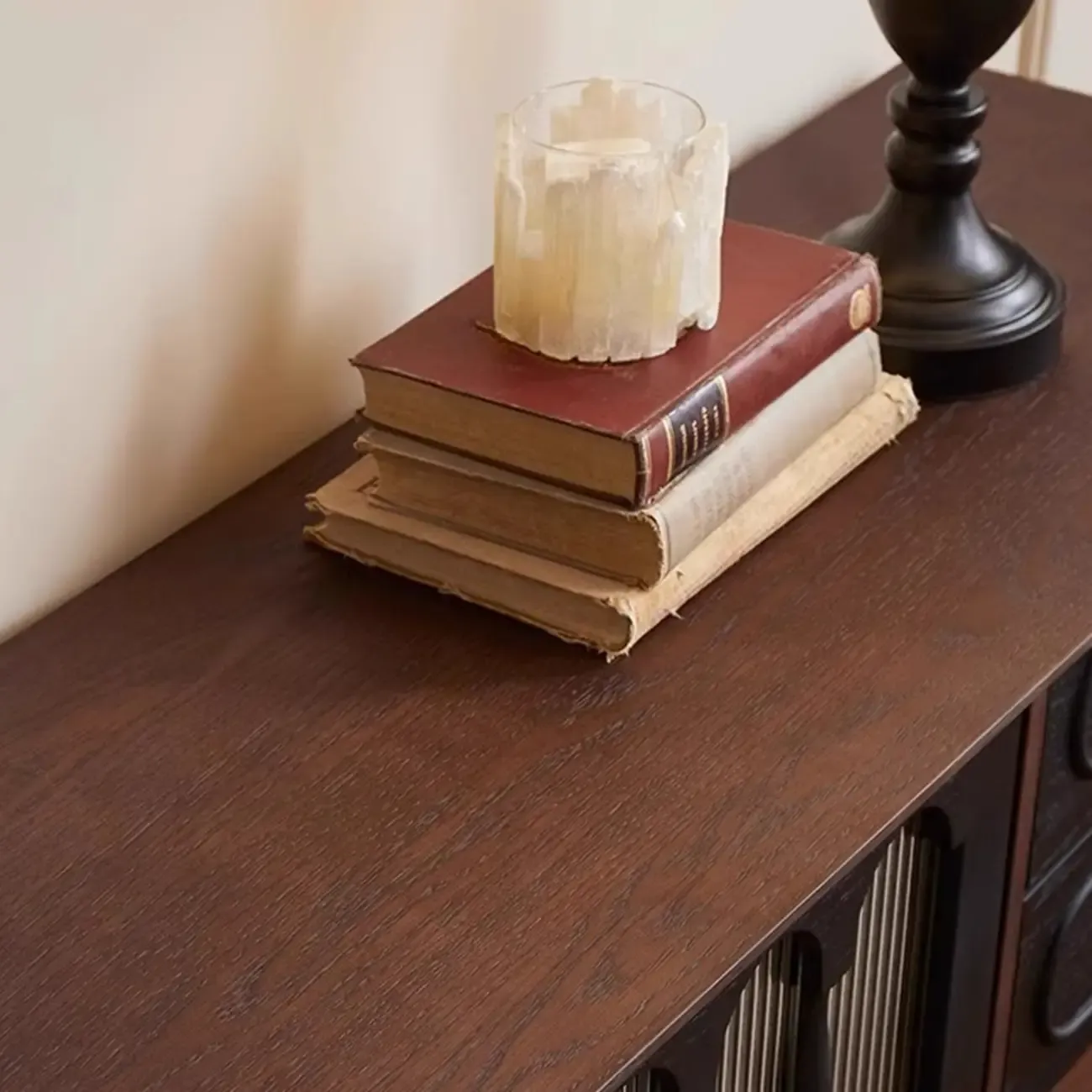Cable Management Art Deco Wood TV Stand with Drawers