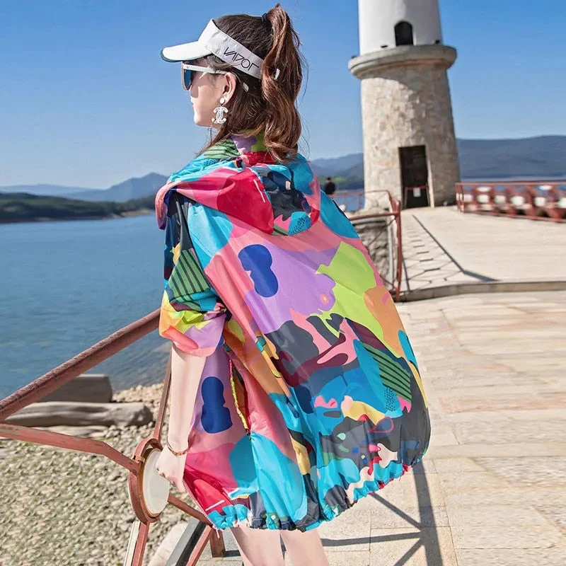 Hulianfu Female Summer New Camouflage Thin Sun Protection Clothing Women Short Anti-Ultraviolet Korean Sun Protection Clothing - Deanwangkt
