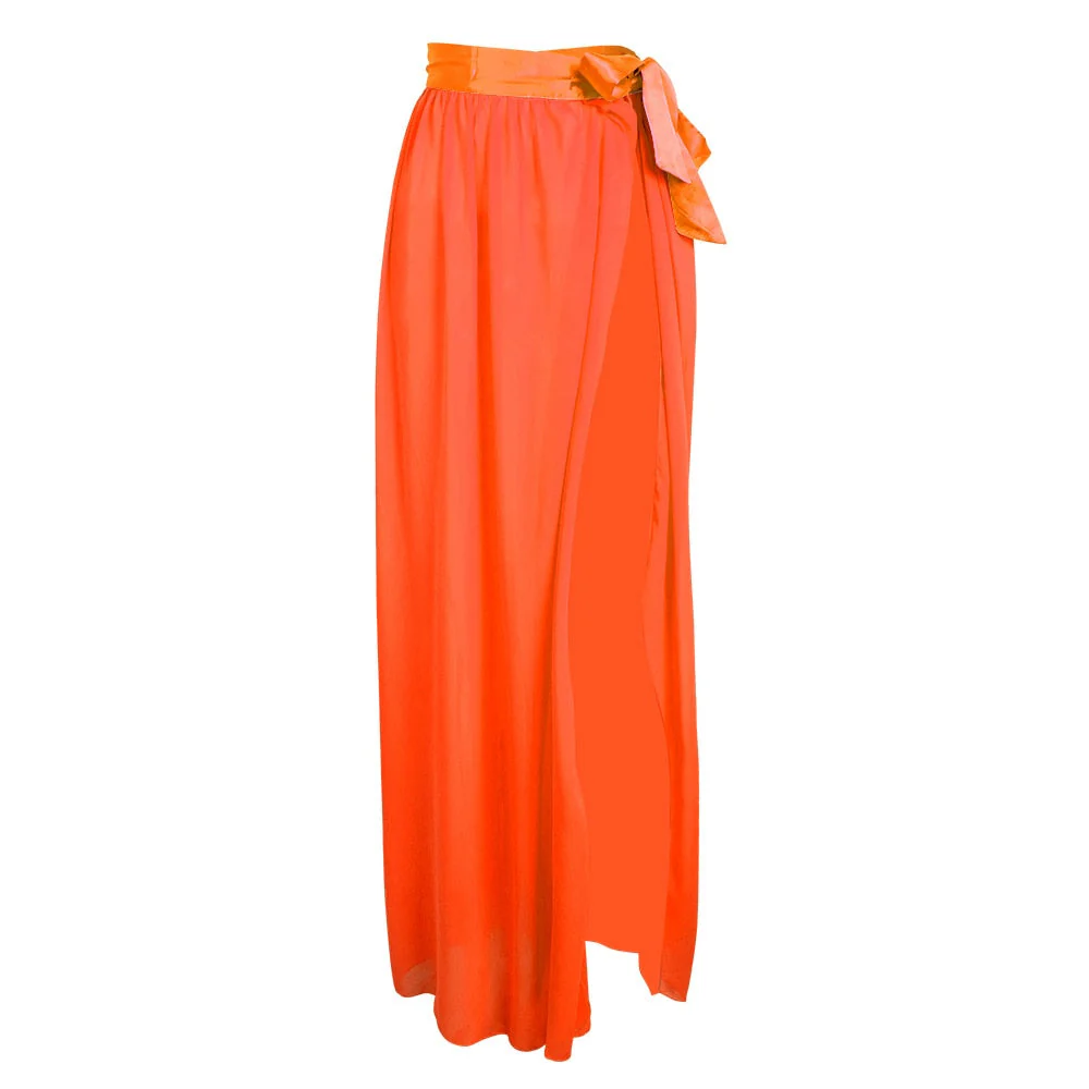 New Cover Up Skirt Swimsuit Chiffon Split Beach Skirt Swimwear Women Bandage Print Beachwear Summer - Deanwangkt