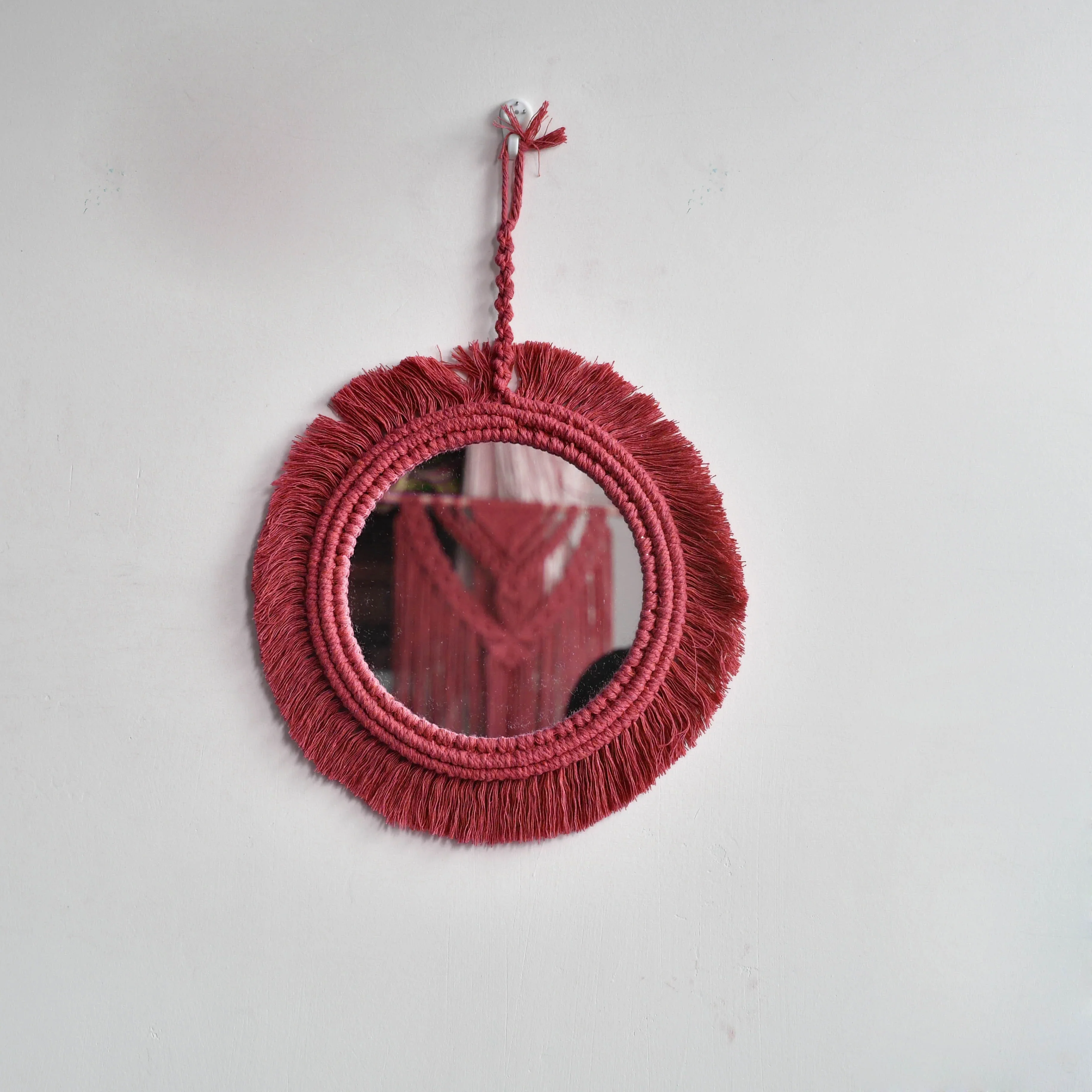 HULIANFU New arrival handmade macrame taperstry with mirror taperstry mirror wall hanging mirror Bohemian mirror - Deanwangkt