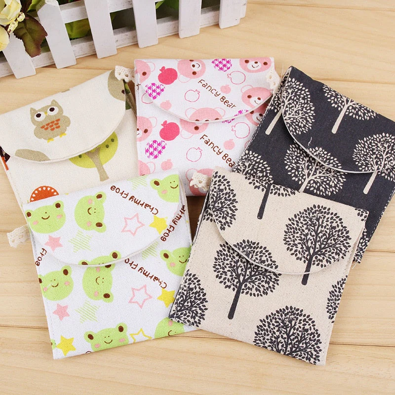 HULIANFU Waterproof Tampon Storage Bag Cute Sanitary Pad Pouches Portable Makeup Lipstick Key Earphone Data Cables Organizer Home Storage - Deanwangkt