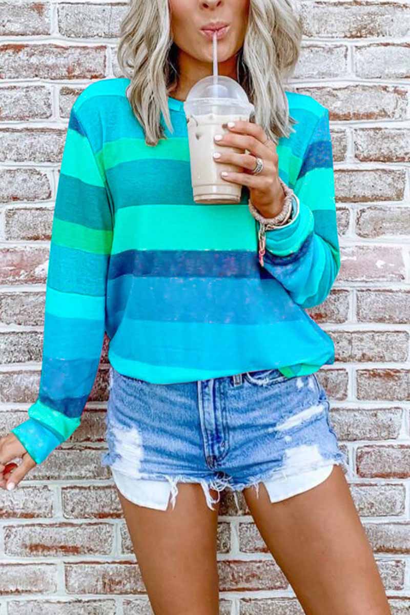 hulianfu hulianfu Rainbow Striped Multicolor Thin Tops(5 Colors) - Deanwangkt