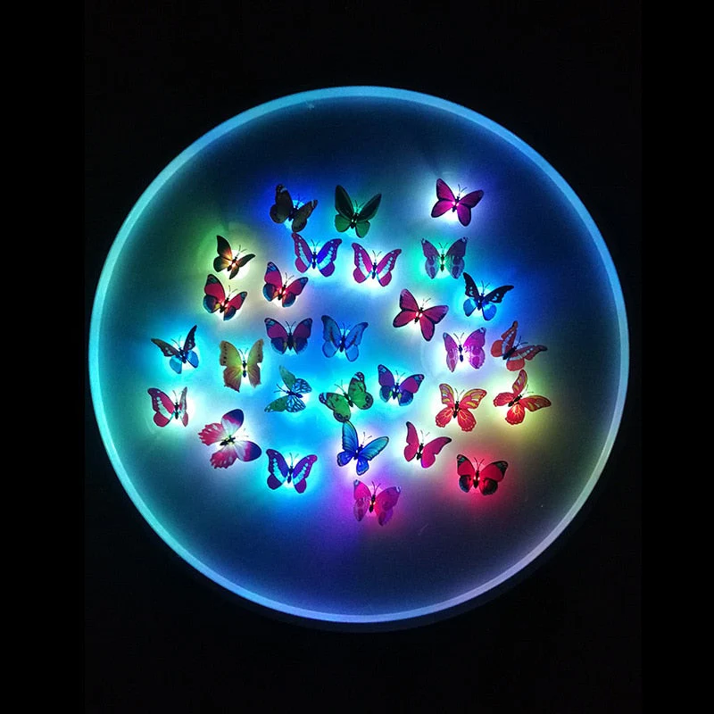 HULIANFU PheiLa LED Butterfly Lights Colorful Luminous Night Light Electron Powered for Wedding Decoration Stickers Child Small Gifts - Deanwangkt