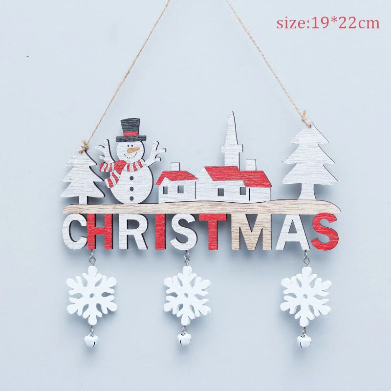 HULIANFU Wooden Christmas Door Wreath Oranments Wall Xmas Dec Merry Christmas Decor For Home  Happy New Year Naviidad Door Wreath - Deanwangkt