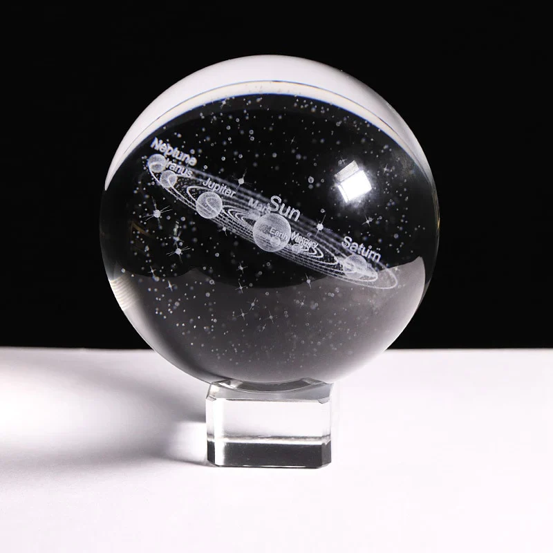 HULIANFU New 80mm K9 Crystal Solar System Planet Globe 3D Laser Engraved Sun System Ball with Touch Switch LED Light Base Astronomy Gifts - Deanwangkt