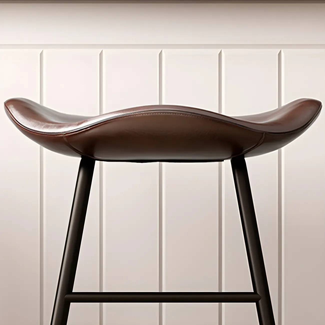 Classic Brown Saddle Leather Counter Height Bar Stools