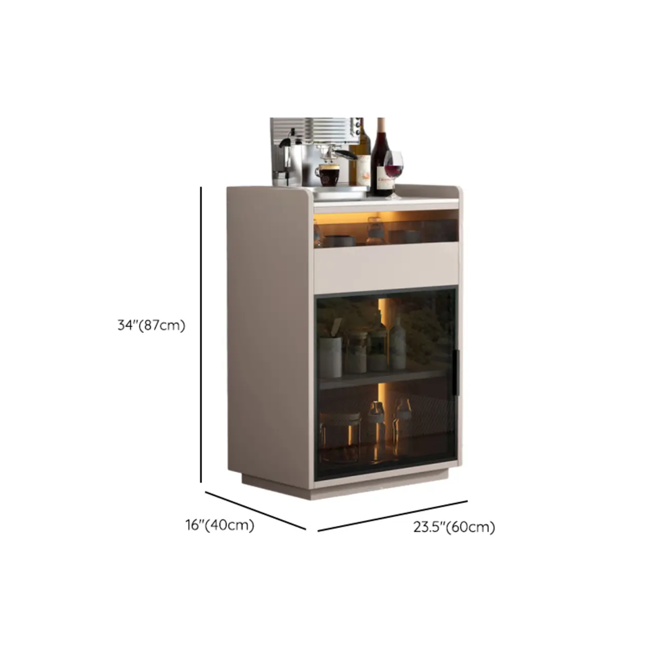 Modern Wood Buffet Sintered Stone Countertop