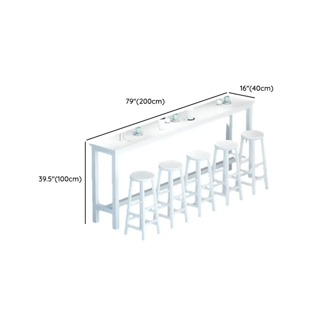 Modern White Wood Iron Rectangular Bar Tables