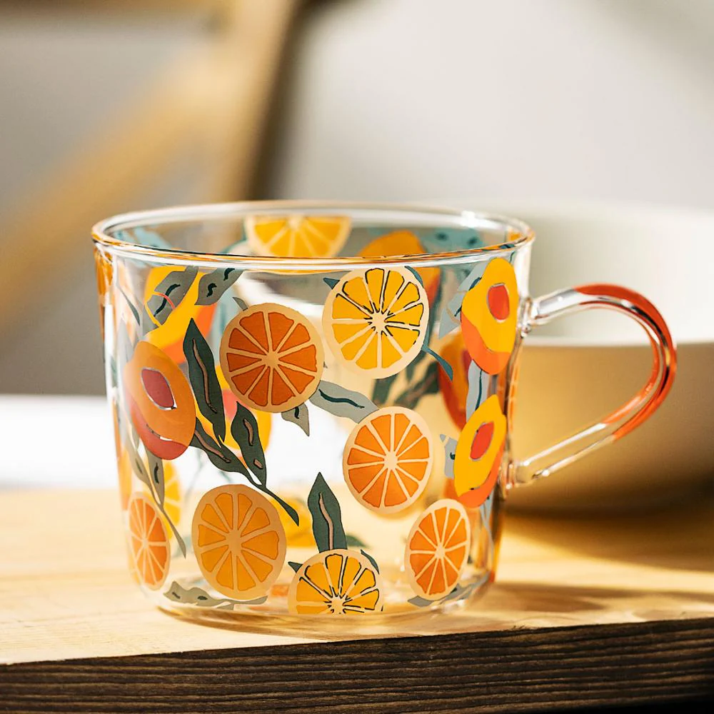 HULIANFU MDZF SWEETHOME 500ml Yellow Peach Cactus Glass Tea Milk Cups With Scale Coffee Mug Party Creative Drinkware Tumbler Water Cups - Deanwangkt