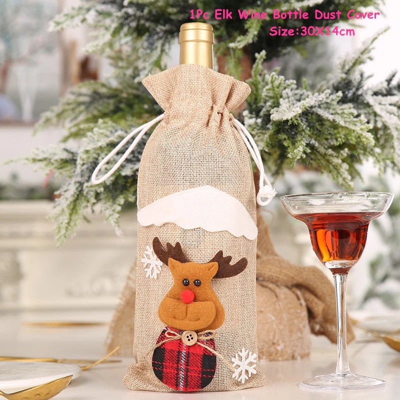 HULIANFU   Xmas Wine Bottle Dust Cover Noel Navidad Christmas Decoration for Home Dinner Decor Christmas Gift Tree Ornament New Year 2026 - Deanwangkt