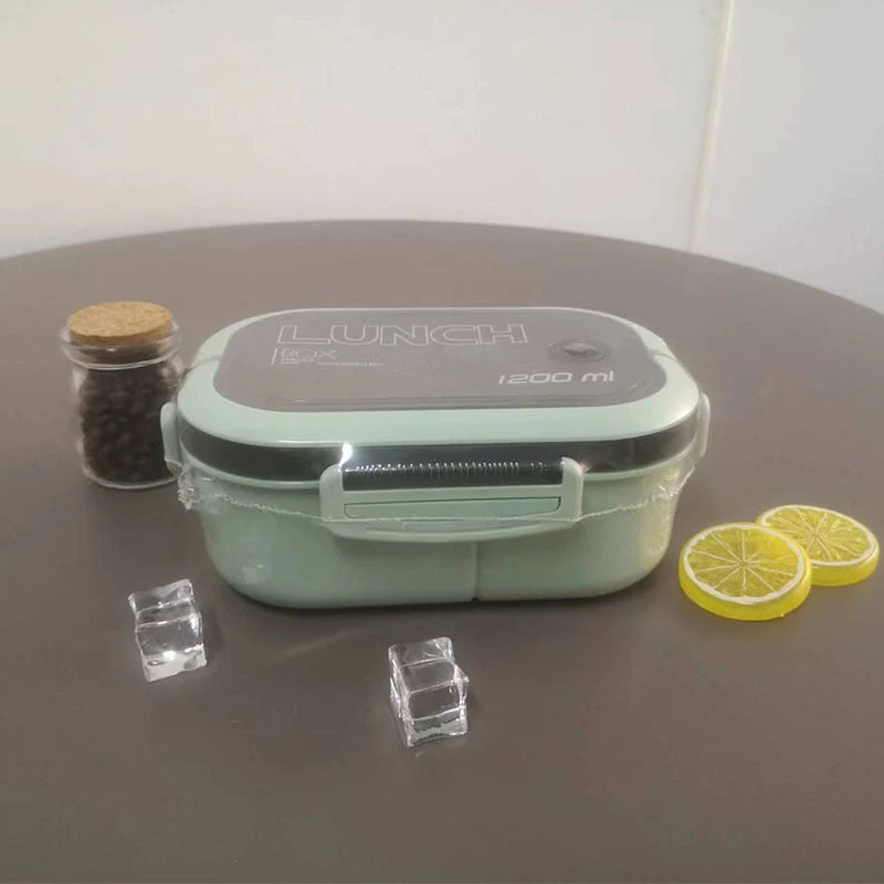 HULIANFU Portable Hermetic Lunch Box 2 Layer Grid Children Student Bento Box with Fork Spoon Leakproof Microwavable Prevent Odor School - Deanwangkt