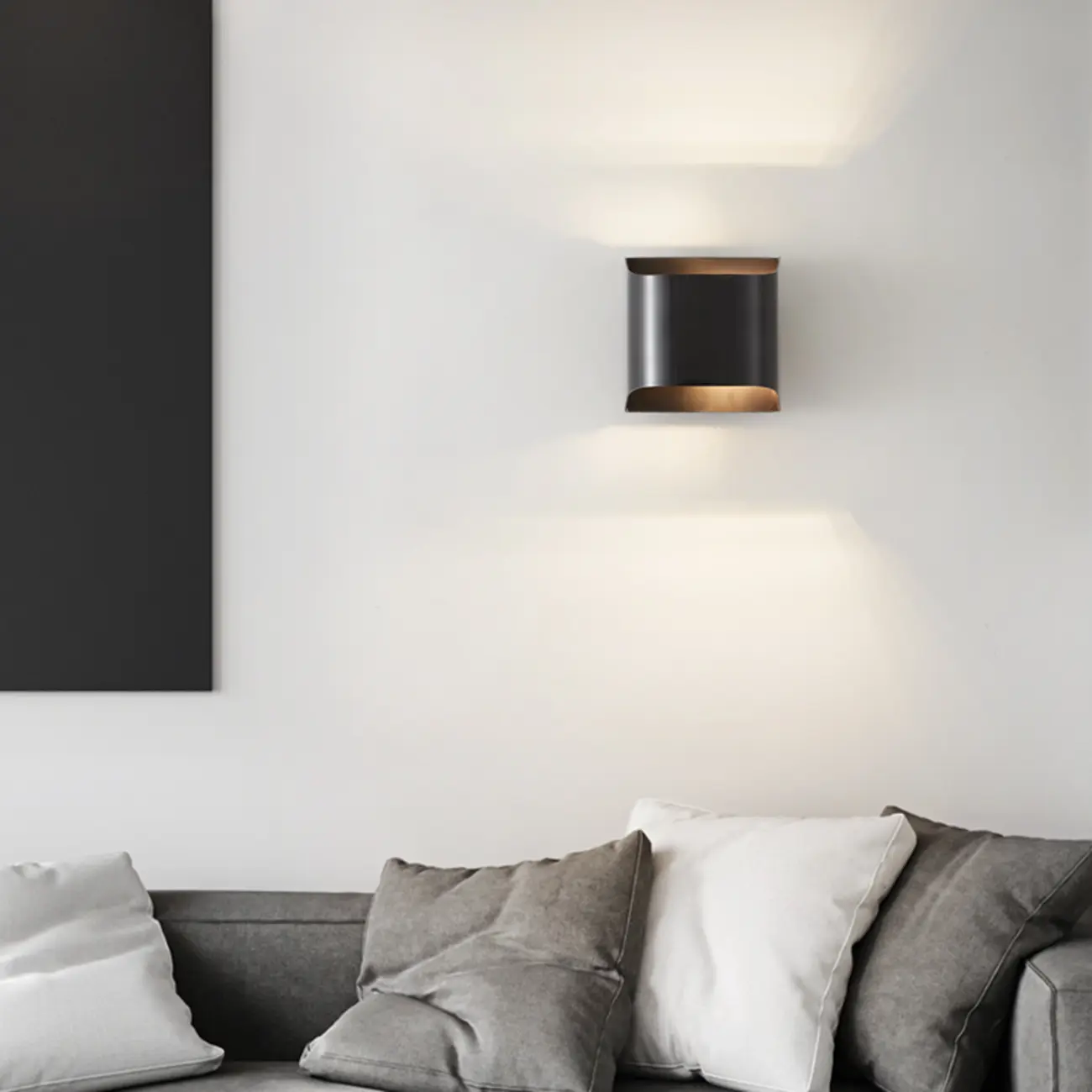 2-Light Copper LED Wall Lamp in Gold/Black Finish