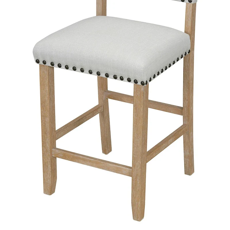 5-Piece Counter Height Dining Set, Classic Elegant Table and 4 Chairs in Natural Wood Wash