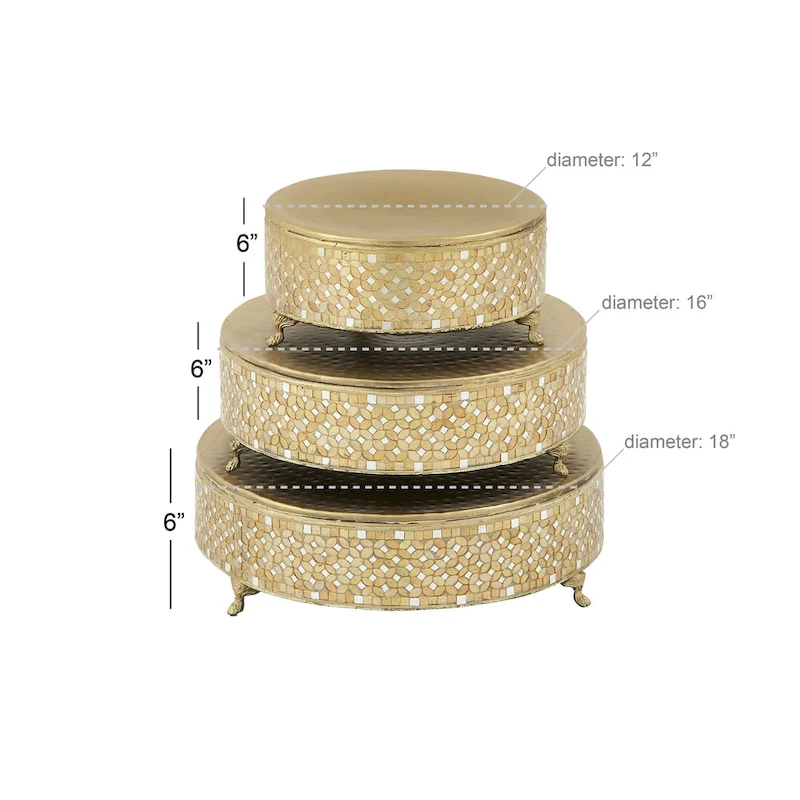 Amazing Set of Three Metal Mosaic Cake Stand