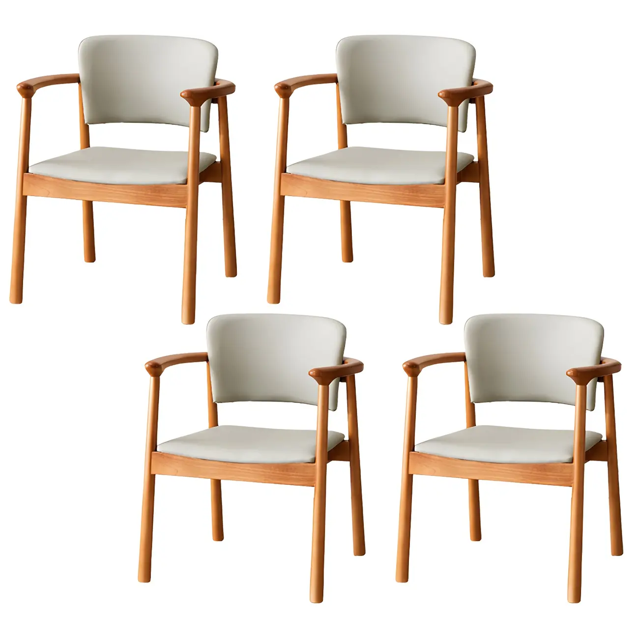 Modern Upholstered Rubberwood Arm Dining Chair Set of 2
