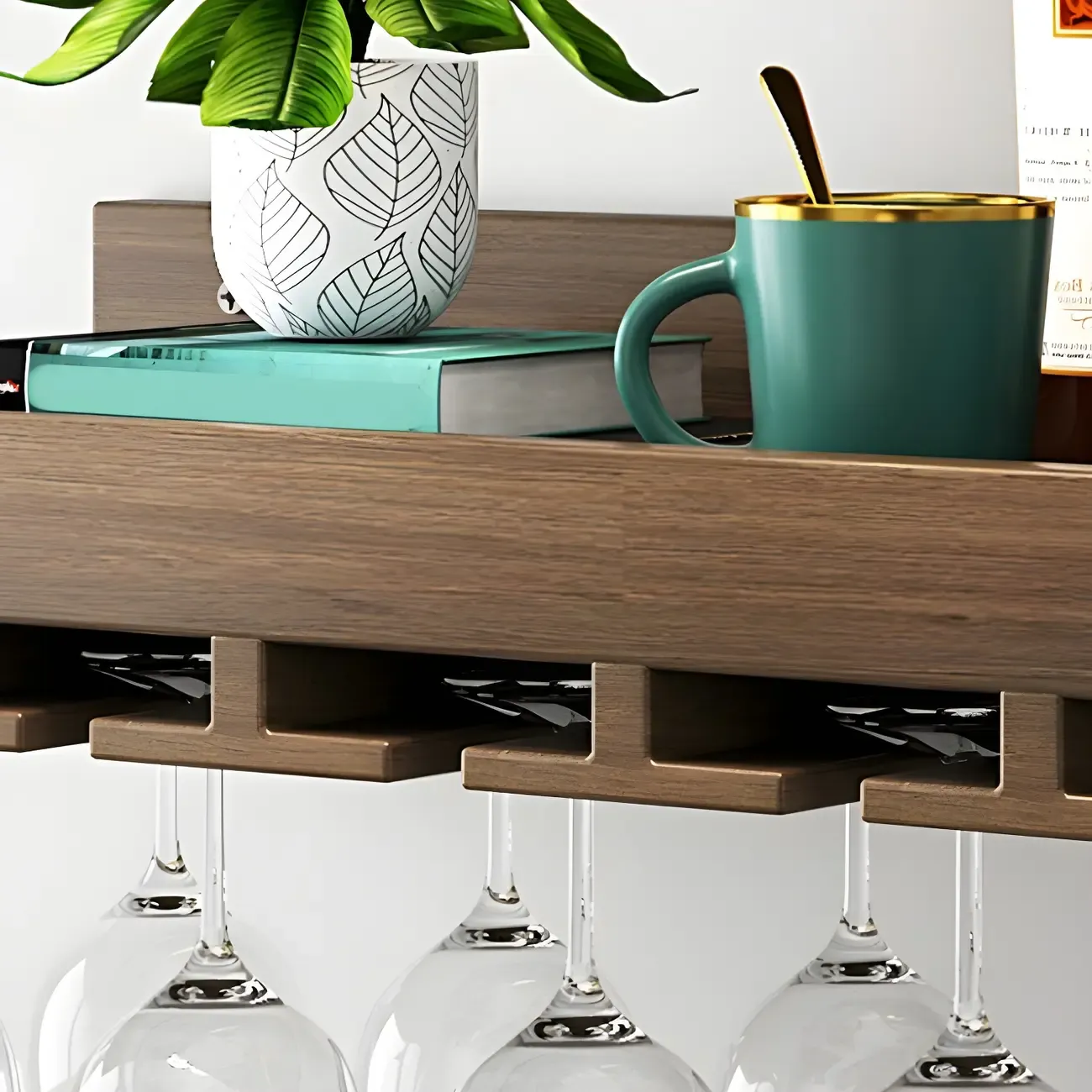 Industrial Wooden Wall Mounted Wine Rack