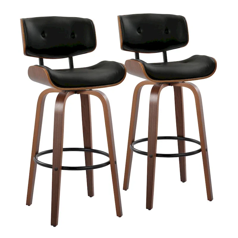 Carson Carrington Leksand 30 Fixed-Height Bar Stool with Bent Wood Legs (Set of 2)
