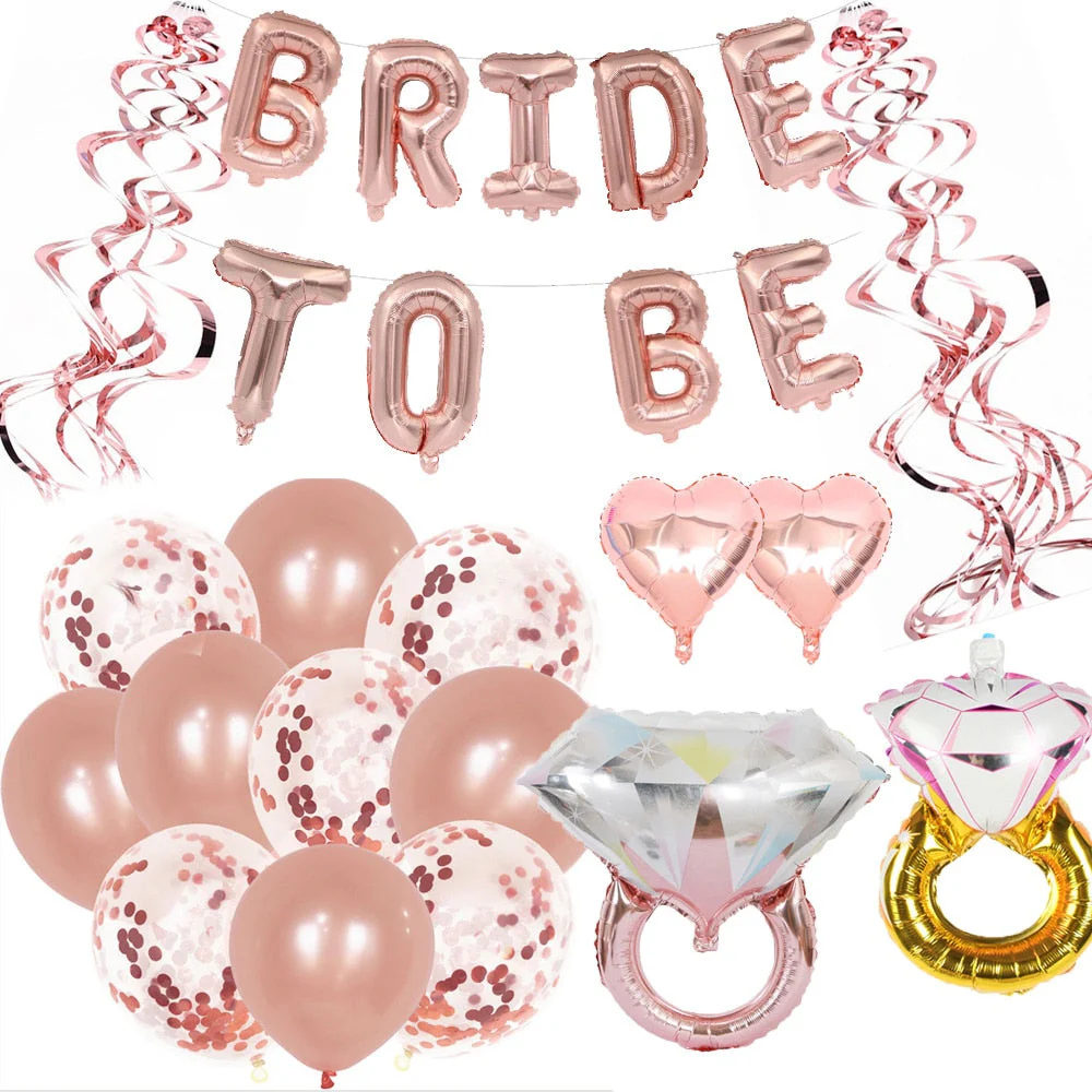 HULIANFU Rose Gold Spiral Streamers Bride To Be Letter Foil Balloon Bachelorette Party Decoration Hen Party Wedding Bridal Shower Supplie - Deanwangkt