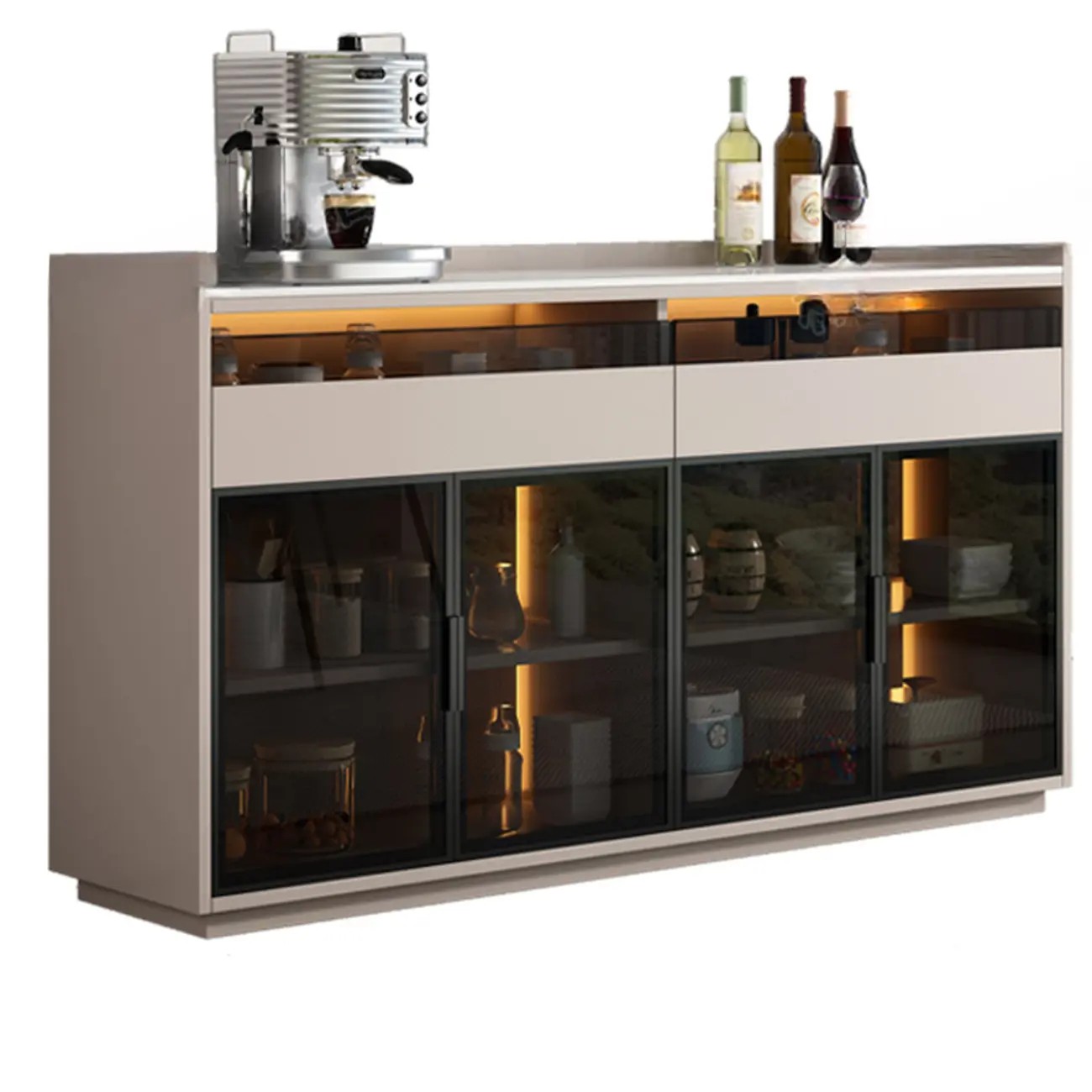 Modern Wood Buffet Sintered Stone Countertop