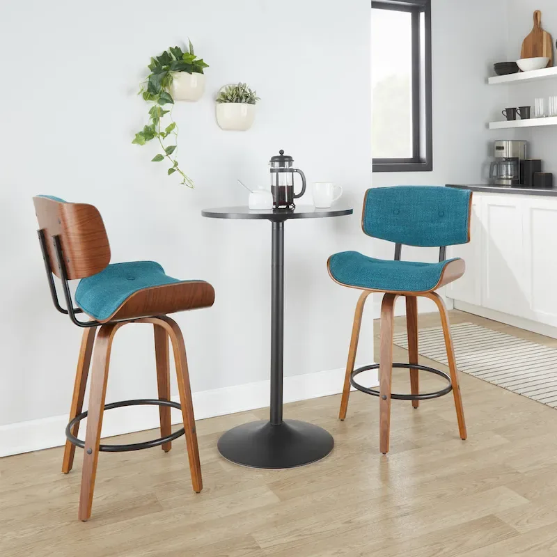 Leksand 26 Fixed-Height Counter Stool with Bent Wood Legs (Set of 2)