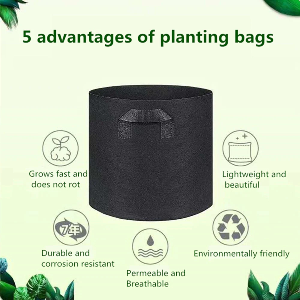 HULIANFU Planting Bag Black/Grey Potato Fabric Vegetable Seedling  growing pot garden tools 1-15 Gallon Eco-Friendly Grow bag - Deanwangkt