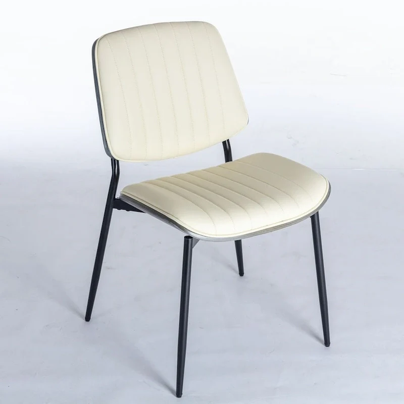 Retro Linen Dining Chairs Set of 2, Bentwood Back with Metal Legs