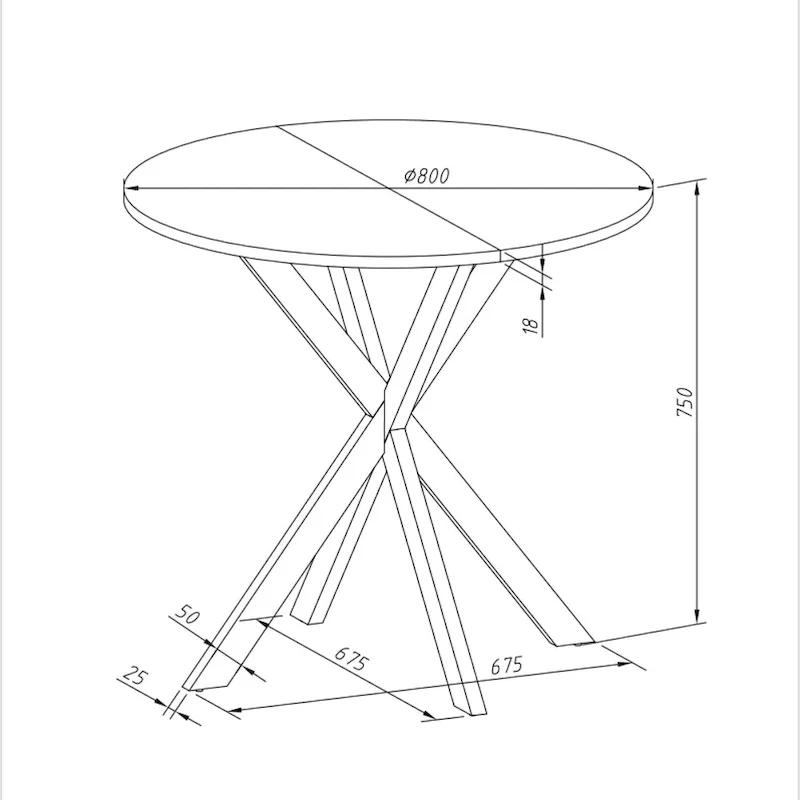 Modern Cross Leg Round Dining Table ,Two Piece Removable Top