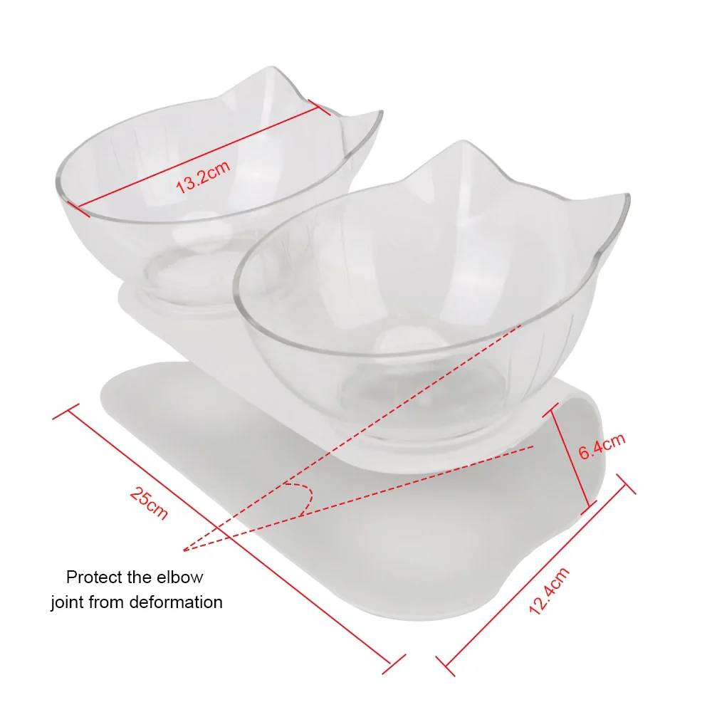 HULIANFU Non-Slip Pet Bowls For Cats Food Cat Water Bowl Double Cat Bowl Dog Bowl Pet Feeding Cat Dogs Feeder Protection Cervical - Deanwangkt