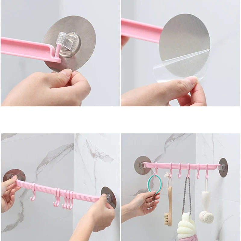 HULIANFU Organizer Hook Plastic Bathroom Sucker Vacuum Frame Towel Double Adjustable Wall Tool Shelves Flexible Cupboard Holder Hanger - Deanwangkt