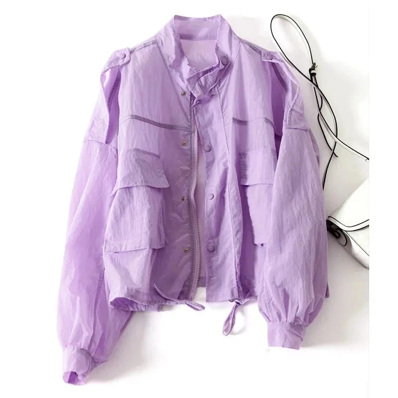 Hulianfu 2026  New Summer Korean Sun Protection Clothing Coat Women UV-proof Thin Loose Casual Female Pocket Windbreaker Jacket Tops Lady - Deanwangkt