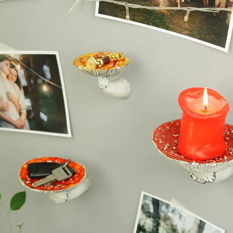 HULIANFU Mushroom Hanging Shelf Whimsical Floating Shelf Wall Mounted Resin Storage Shelves wall decoration for Bedroom Living Room - Deanwangkt