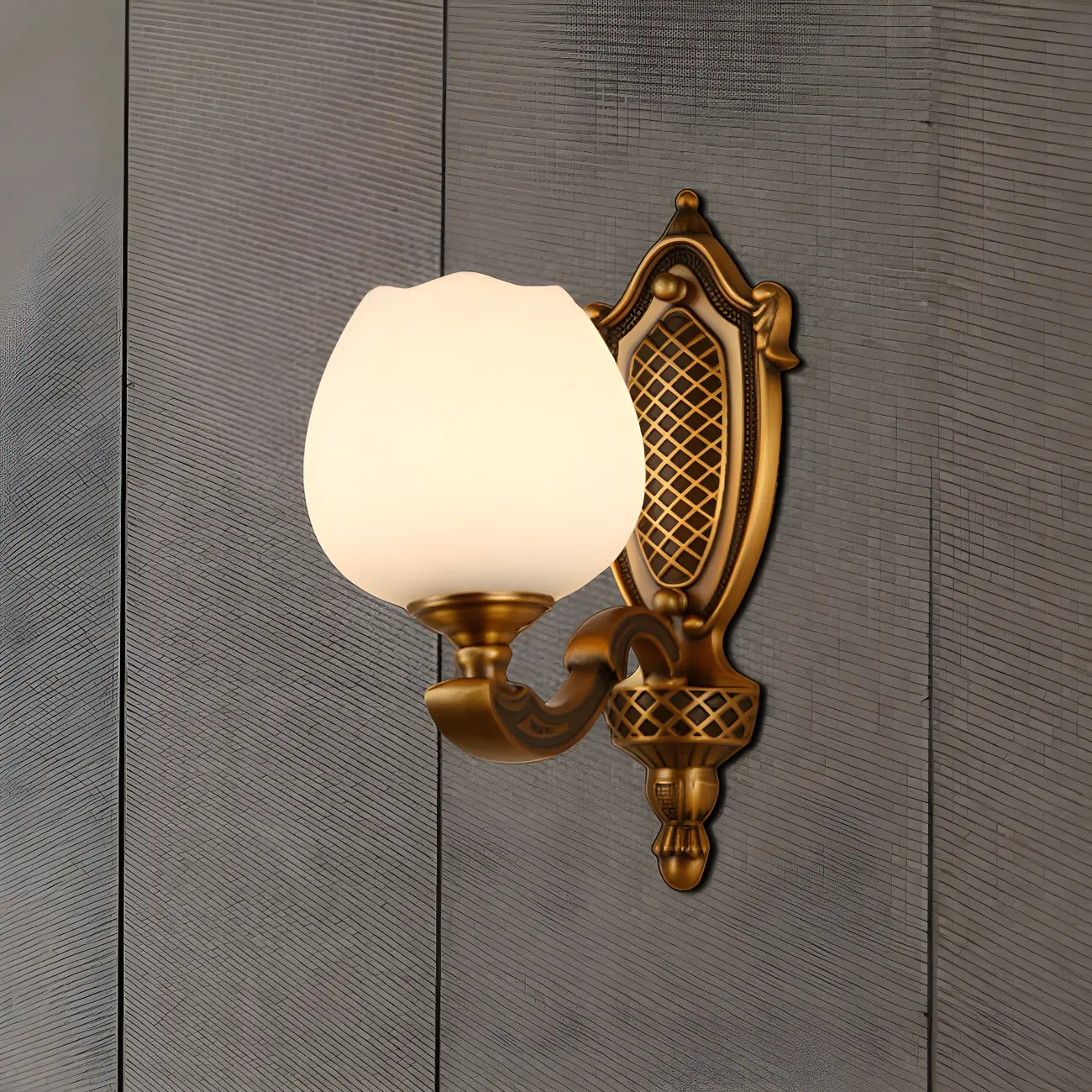 13“Colonial Brass Wall Sconce with LED Light for Bedroom