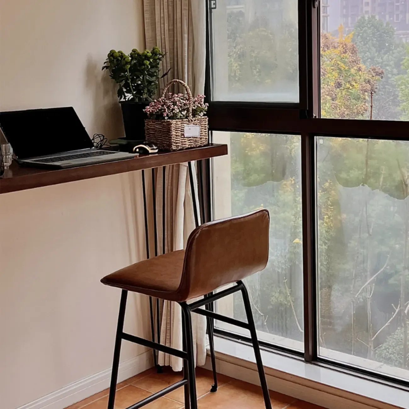 Modern Cocoa Wooden Steel Hairpin Legs Bar Tables