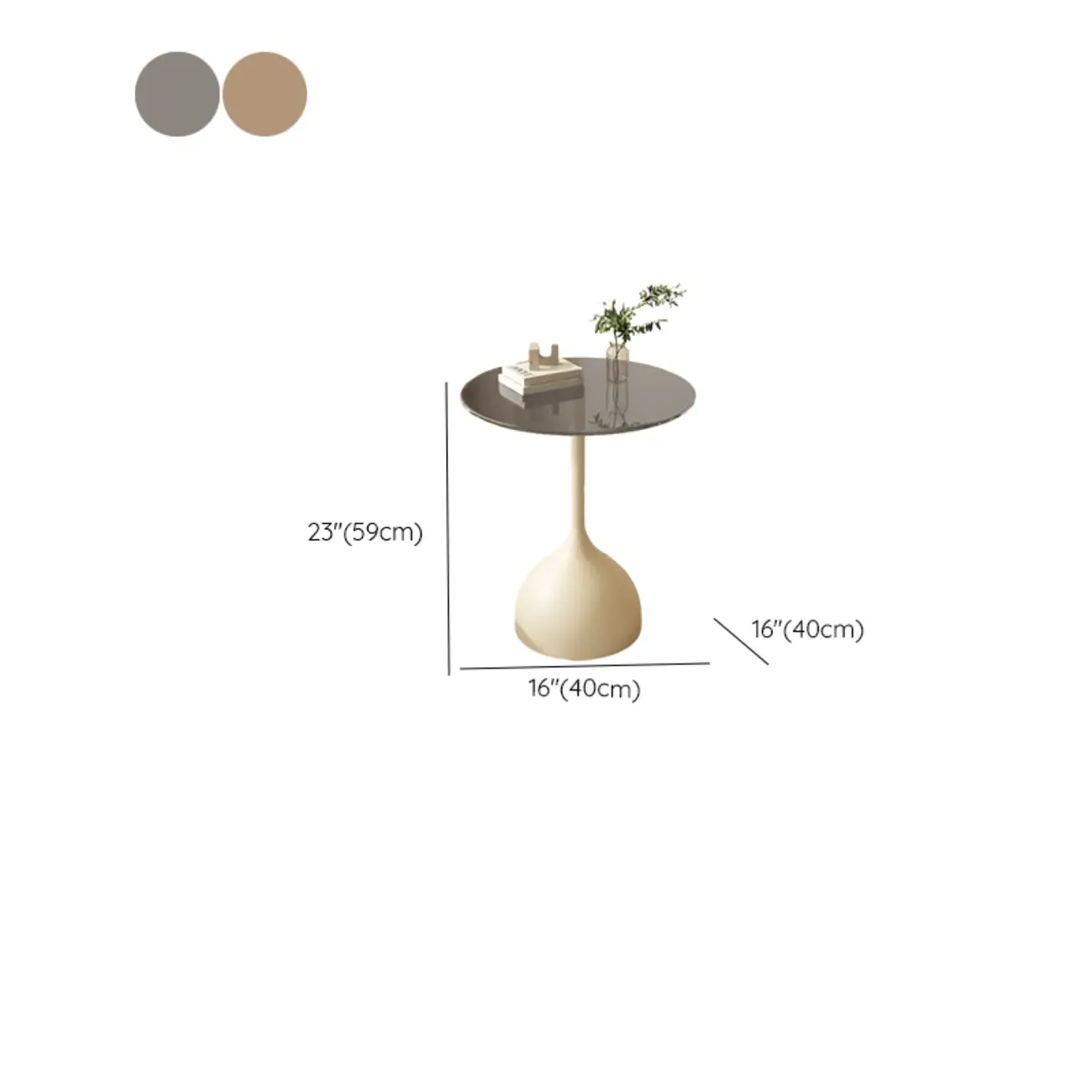 Classic Glass Pedestal Base Circular Chairside Table - Table Only