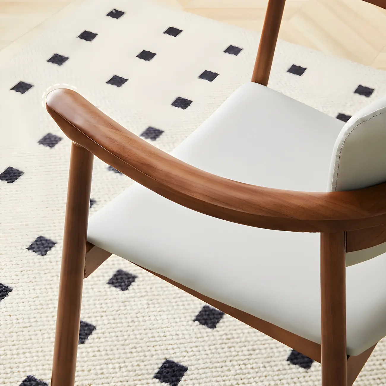 Modern Upholstered Rubberwood Arm Dining Chair Set of 2