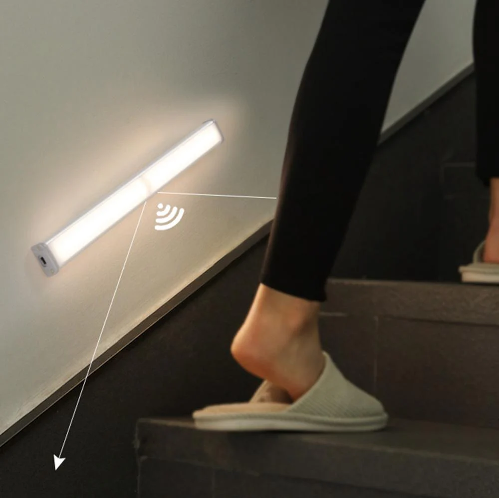 HULIANFU Rechargeable LED Under Cabinet Lighting Closet Light Motion Sensor Kitchen Night Wardrobe With Magnetic Strip For Stairs Bedroom - Deanwangkt