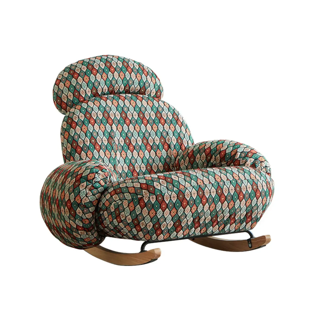 Upholstered Round Arm Rocking Chair with Optional Ottoman