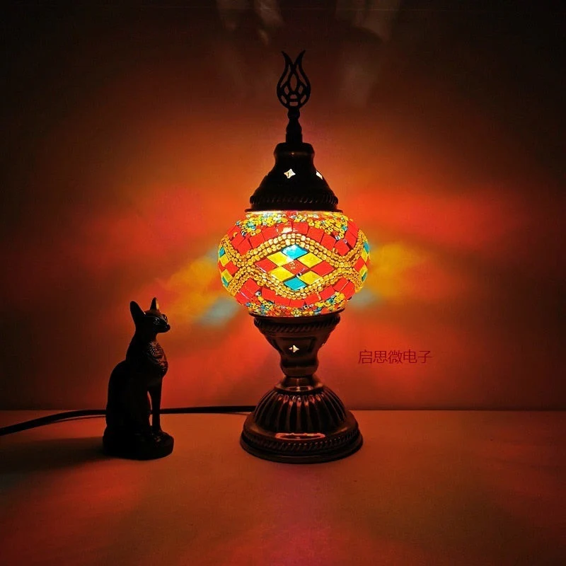 HULIANFU Turkish mosaic table Lamp vintage art deco Handcrafted lamparas de mesa mosaic Glass romantic bed light lamparas con mosaicos - Deanwangkt
