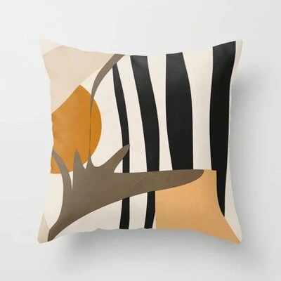 HULIANFU   ZENGA Geometric Abstract Cushion Cover Tropic Modern Art Brown Throw Pillow Cover Double Side Print Decorative Cushion For Sofa - Deanwangkt