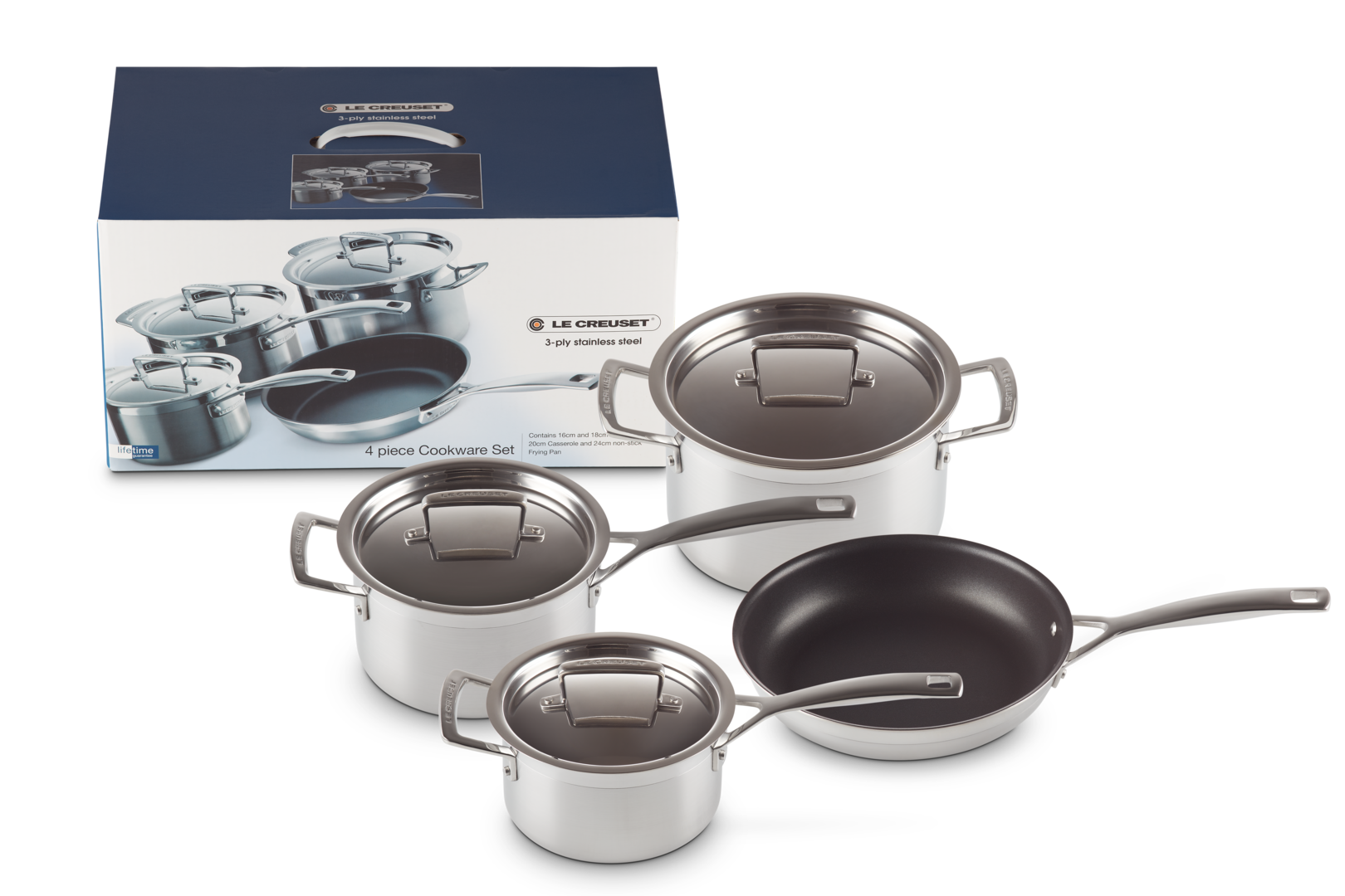 3-ply Stainless Steel 4-piece Cookware Set