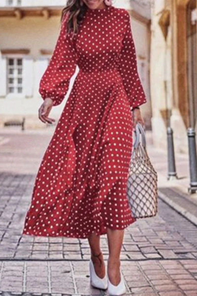 hulianfu Fashion Print Patchwork O Neck Long Sleeve Dresses(3 Colors) - Deanwangkt