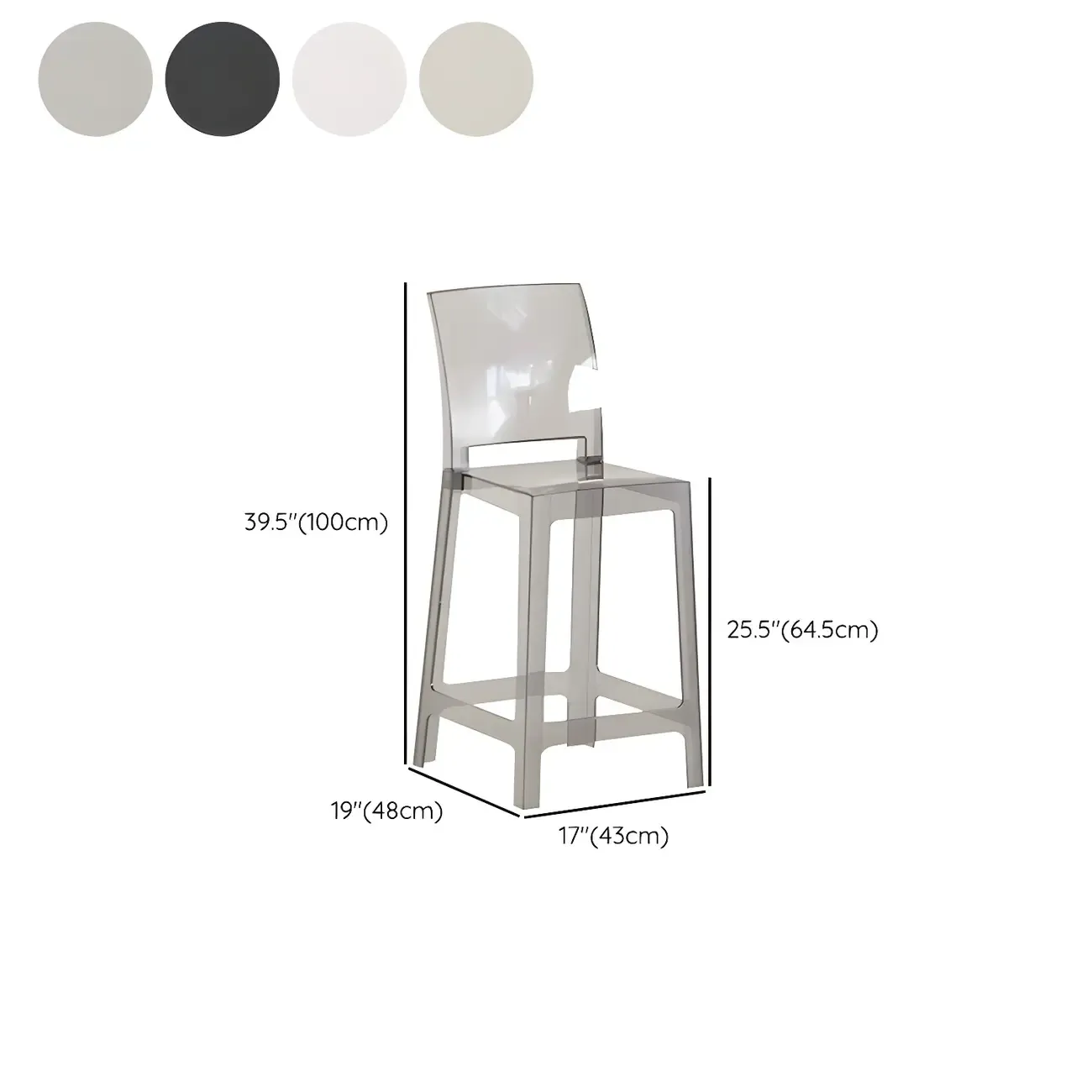 Modern Acrylic Smooth Elegant Circular Backrest Bar Stool