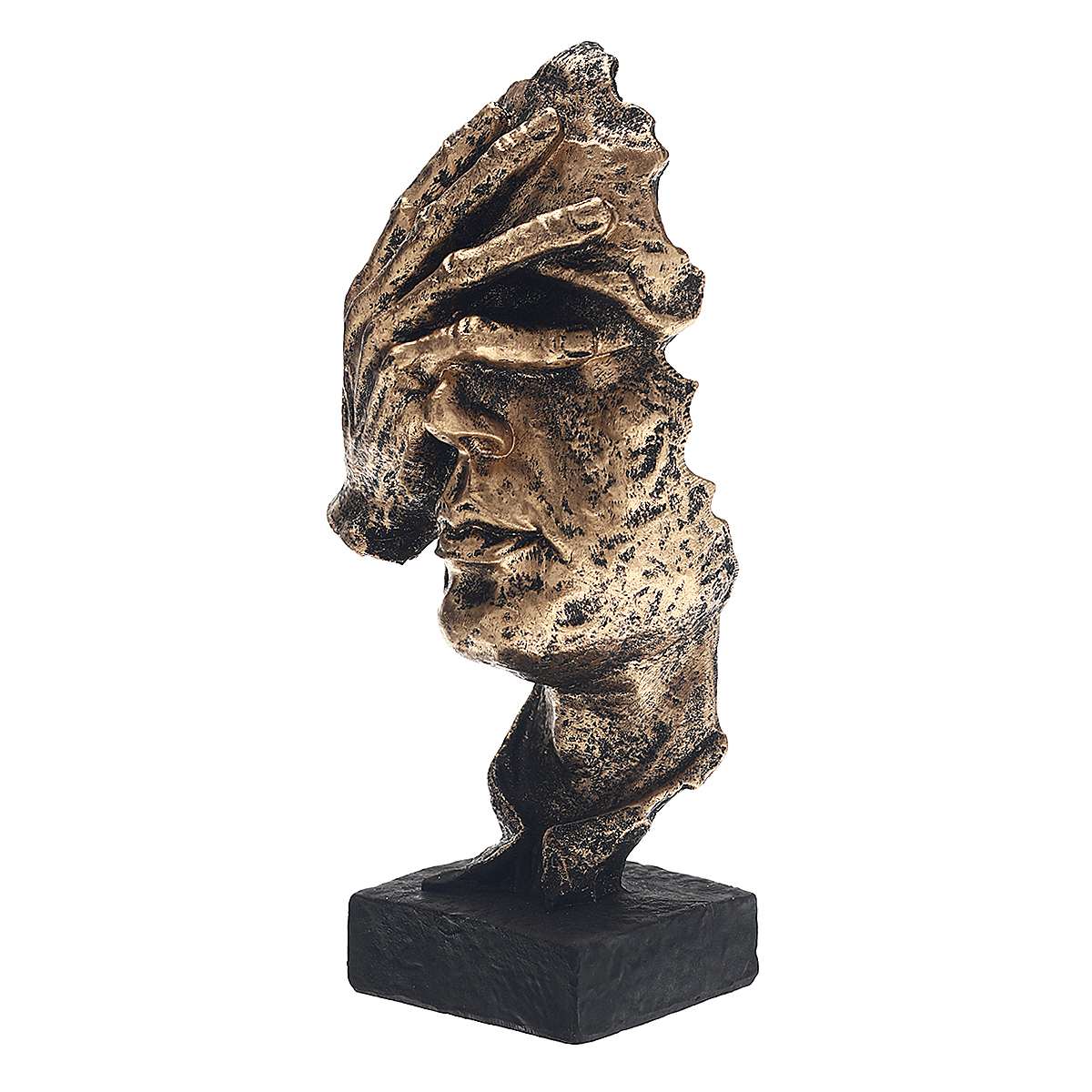 HULIANFU Nordic Simple Abstract Sculpture Figurine Ornaments Silence Is Gold Office Home Decoration Accessories Modern Art Resin Decor - Deanwangkt