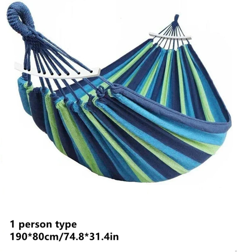 HULIANFU Outdoor Hammock Portable Garden Hammock Sports Home Travel Camping Swing Canvas Stripe Hang Bed Hammock Double Single People - Deanwangkt