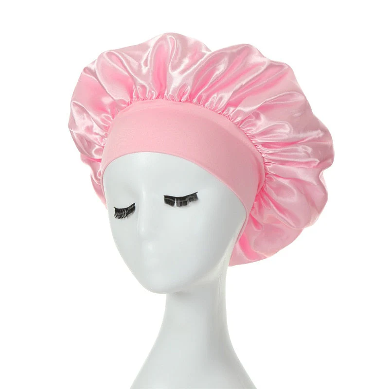 HULIANFU Women Night Sleep Hair Caps Silky Bonnet Satin Double Layer Adjust Head Cover Hat For Curly Springy Hair Styling Accessories - Deanwangkt
