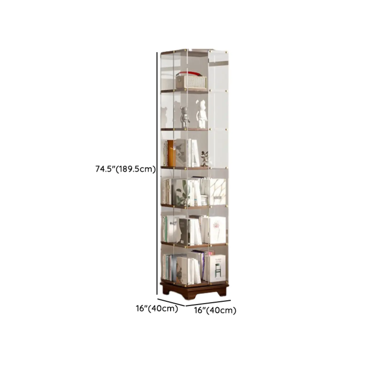 Art Deco Square Timber Shelf Glass Panel Swivel Chest