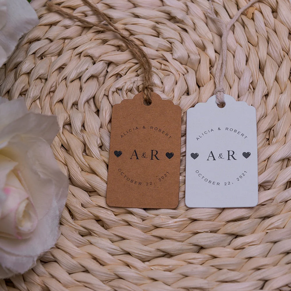 HULIANFU J13 200 pieces of 3.5x6.2cm kraft paper white cardboard wedding label custom love gift lover couple bottle wedding - Deanwangkt